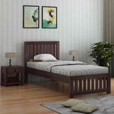 Maurice Solid Sheesham Wood Single Bed Without Storage (Walnut Finish)